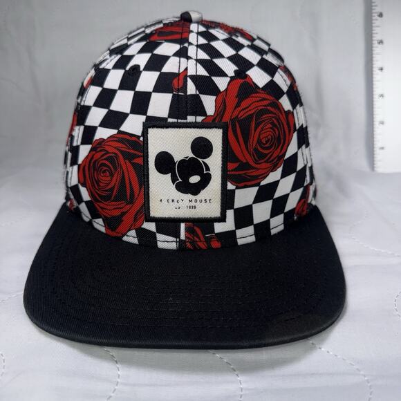 Neff Other - Neff Disney Mickey Hat Checker Flag Red Roses Black Snapback Baseball Cap Men